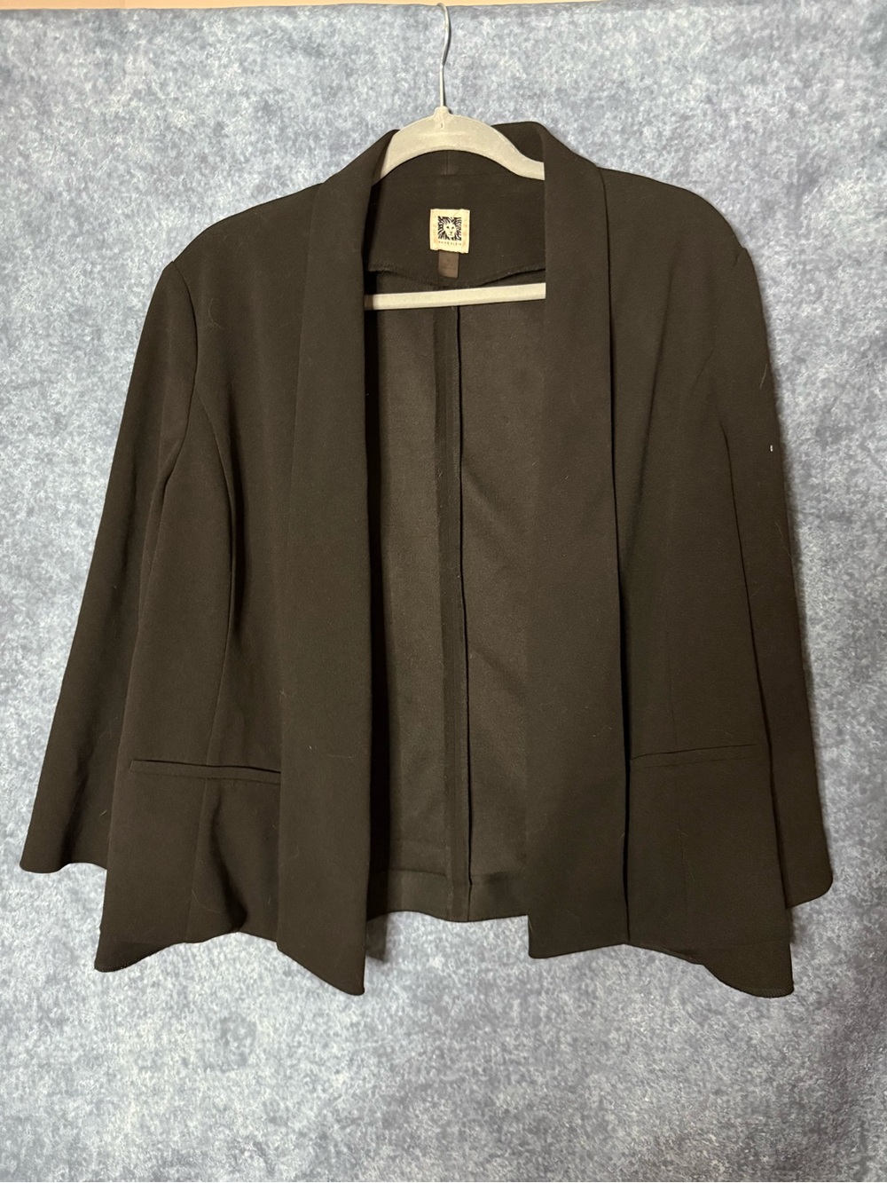 Anne Klein Black Open-Front Shawl Collar Blazer